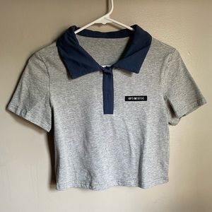 Grey and blue polo crop top, Brand is Dazy Never worn. Medium
